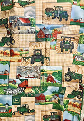 VTG John Deere TRACTORS Barns Farms & Equipment Logo &Tan Plaid Patches BTFQ