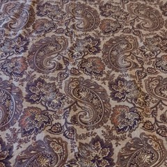Bloomcraft Vtg Paisley Leaf Fabric 53×104 Soil Stain Resistant Screen Print USA