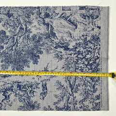 VTG 1986 Blue Grey Toile Drapery Fabric House Party House N Home Remnant 16Lx43W