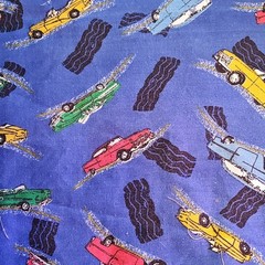 1 -1/2 Blue Fabric with Colorful Car Print Pattern Car Auto Theme