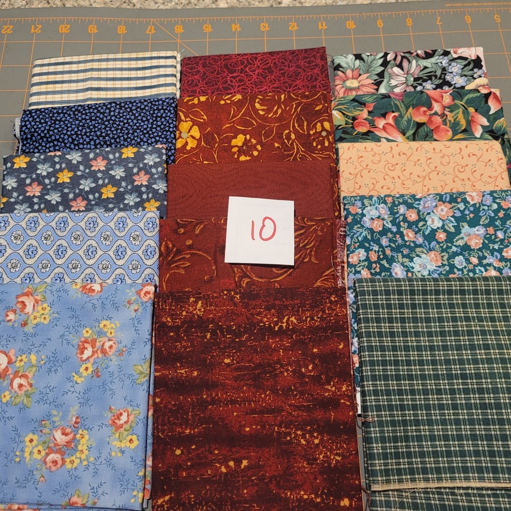 LOT OF 15 FAT QUARTERS COTTON FABRIC ASSTD COLORS & DESIGNS lot 10