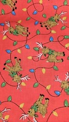 Cranston VIP Scattered Reindeer Christmas Print Cotton Fabric Red 2YDS X 45″