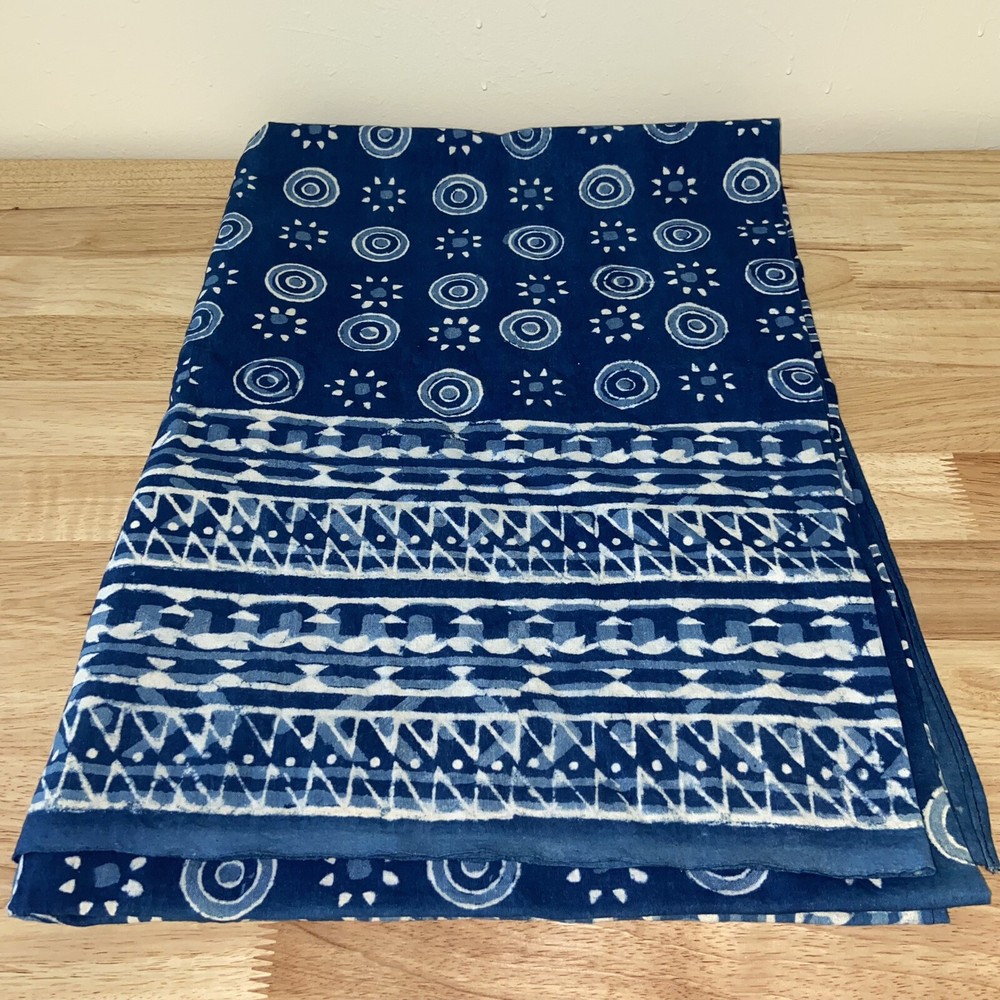 Hand Blocked Fabric Mughal India Textile Woven 60”X90” Central Cottage Emporium
