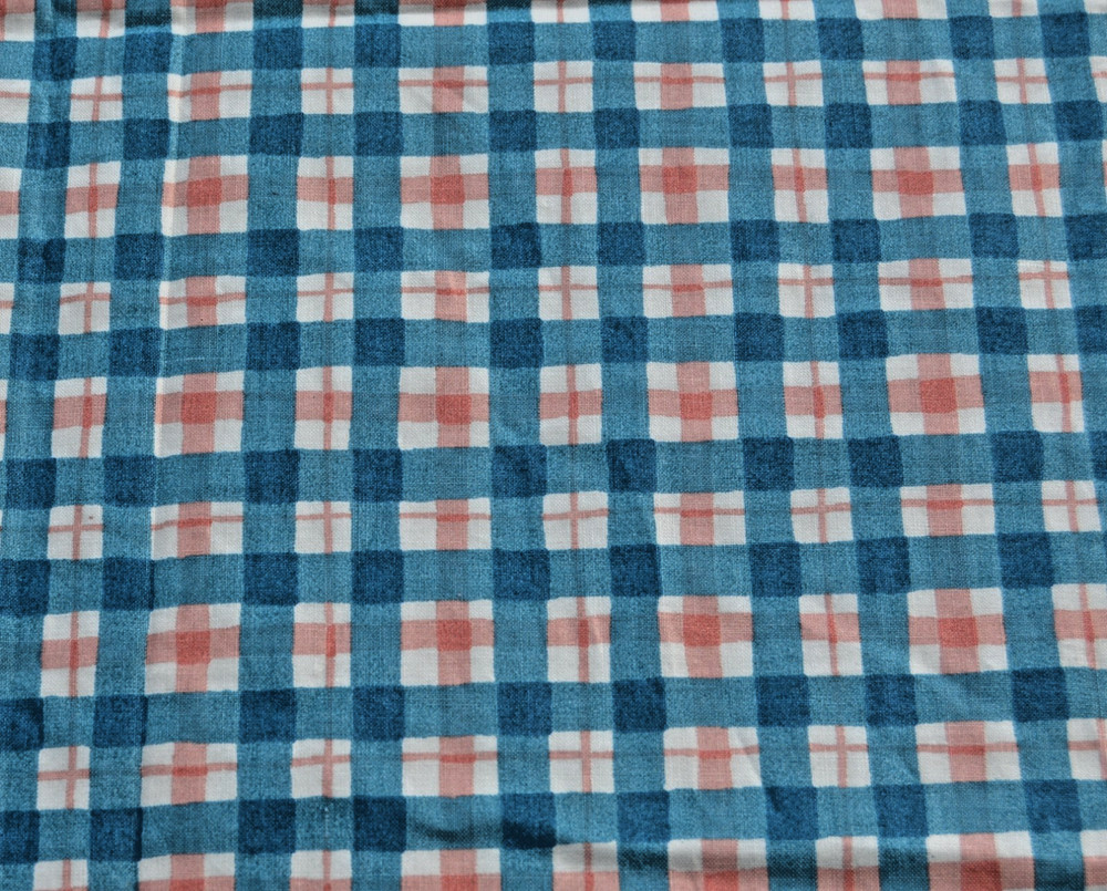 7/8ths yard blue tattersall check 48″ wide plus small tail