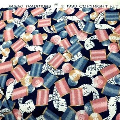 VTG 1993 Cotton Sewing Fabric Traditions Thread Spools Quilting Crafting 1y +21″