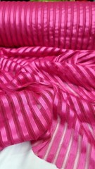 Fuchsia Pink Lace Fabric By The Yard Striped Ribbon Embroidery On Mesh