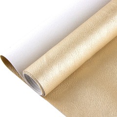 Ramya Gold Faux Leather Sheets Fabric 1 Yard