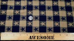 Vintage Primitive Navy Blue Tan Plaid Homespun Americana Patriotic Quilt Fabric