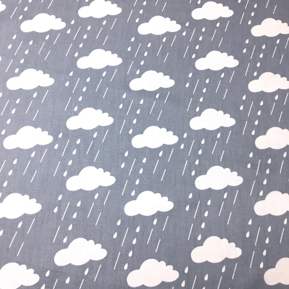 1/2 Metre Rain Clouds Cartoon Grey Sewing Quilting Fabric Cotton New half Metre