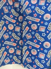 NASCAR RACING 2 PCS. BLUE CHECKERED FLAG LOGO Cotton Fabric 21″X44″ 16″X44″