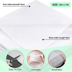Iron-On Fleece Fabric 300 X 100Cm, 50 G/M² Fleece Line for Iron-On, Ironing Inse