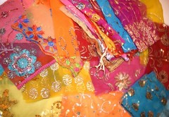 10 Pack 12″ x12″  Vintage Dupatta Beaded,Fabrics,Embroidered Beaded swatches