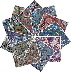 200 Piece Dark Paisley Cotton Fabric Squares, Perfect for Quilting and Sewing
