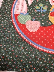 VTG Cranston Green Pitcher & Basket of Apples Fabric Panel 17×22 Grandmacore