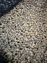 Exclusive Pearls & Sequins Mesh Lace Fabric| Black Bridal 52″ Width by the Yrds