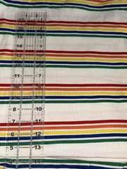 1 1/3 Yard Rainbow Stripe Rib Knit Fabric Retro