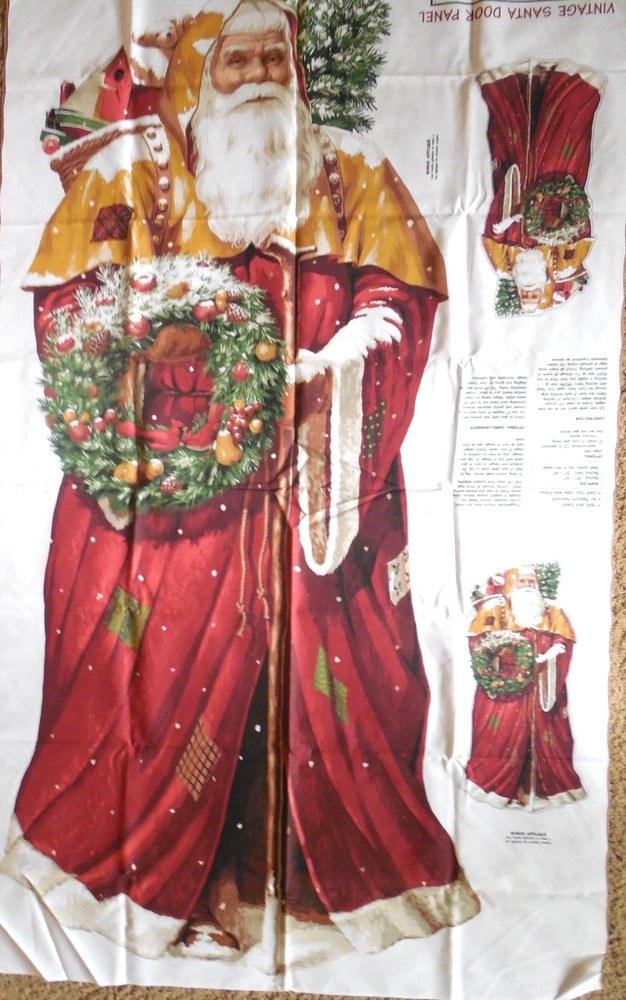 NEW Daisy Kingdom Cut & Sew Fabric Panel “Vintage Santa” Door Panel 60×35