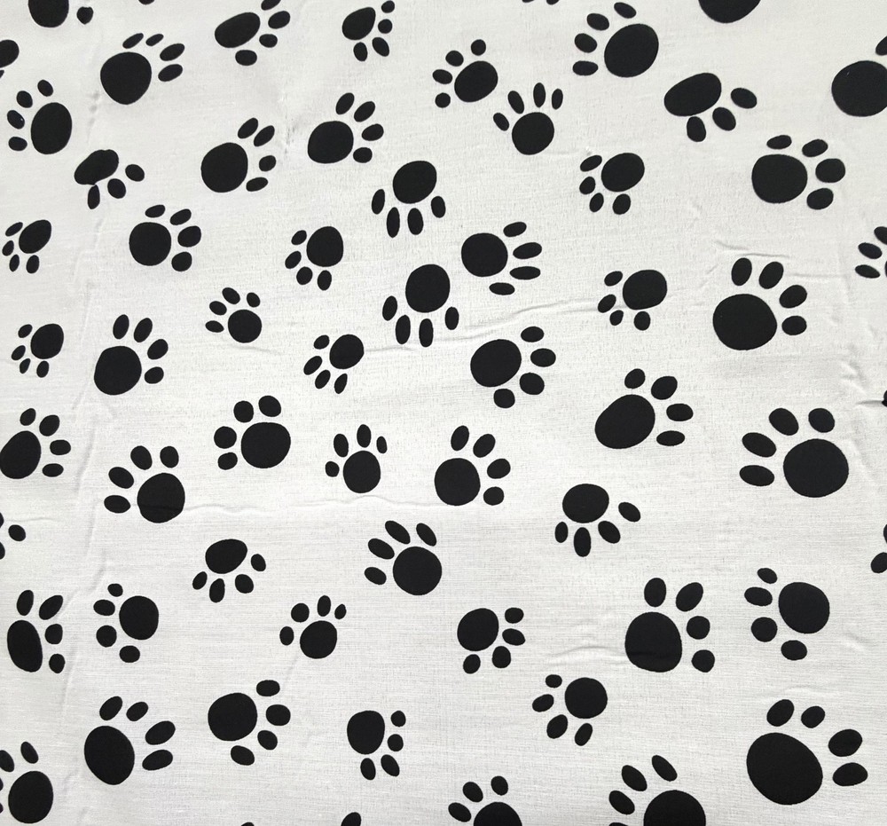 60″ Wide Dog Paw Print Fabric – 100% Polyester Pet Paw Pattern Fabric for Sewing