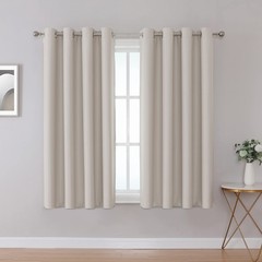 Fire Retardant Curtains – NFPA 701, Grommet Top 2 Panels Light Beige, Privacy…