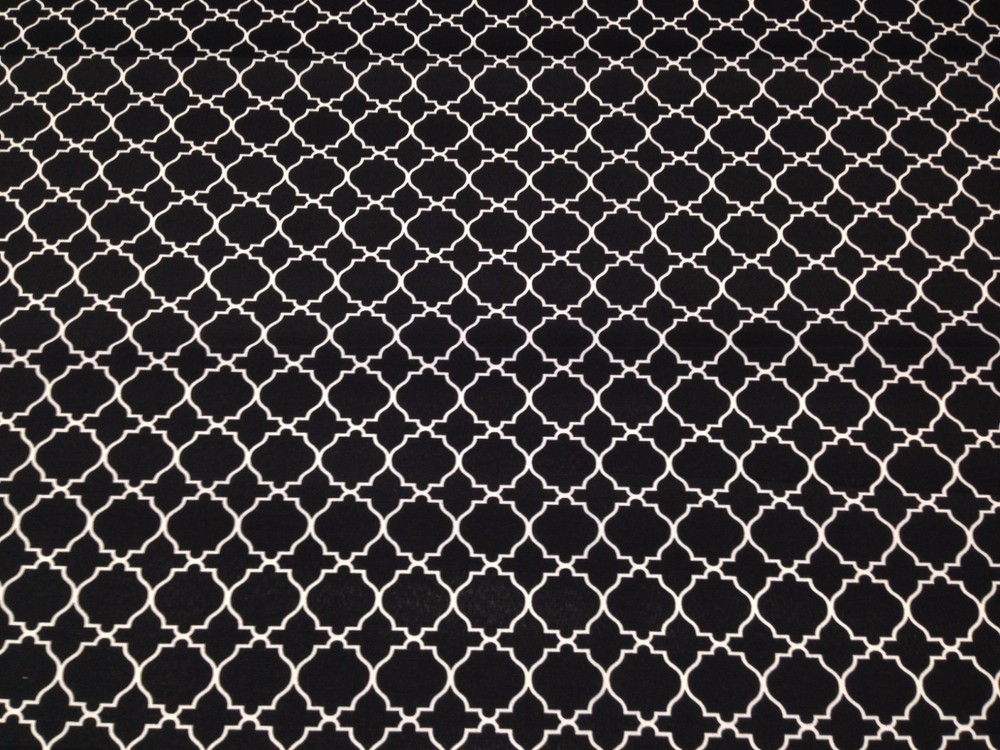 BRYANT MOROCCO LATTICE JET BLACK GATE INDOOR OUTDOOR FABRIC BY THE YARD 54″W