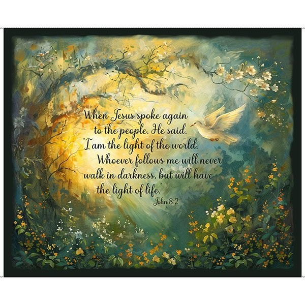 QT Fabrics Light of the World by Claudia McKinney 31245 X Dove Light PanelCotton
