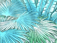 Tommy Bahama Leaf Tropical Print Fabric Green Blue Tan Palm Leaves by the YARD