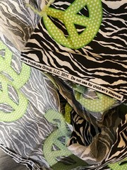 Zebra Print Fabric with Green Peace Signs