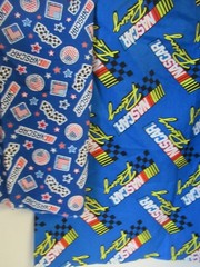 NASCAR RACING 2 PCS. BLUE CHECKERED FLAG LOGO Cotton Fabric 21″X44″ 16″X44″