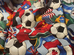 Cranston Printworks Country Flags & Soccer/Footballs Tossed 1- 1/4 Yds 45″ Wide