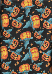 100% cotton Halloween Fabric “Jack O Lantern” by MDG Fabrics