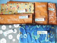 4 Yards Plus Organic Cotton Quilt Print Fabric Scraps Lot Remnants Orange Boy