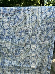 VTG P Kaufmann PAISLEY Moire Stripe Blue Green Brown Cotton Fabric 55”x6 YDS USA