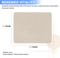 Azobur Sofa Repair Patch, 6 Piece Microfiber Patches, Self Adhesive Fabric Patch