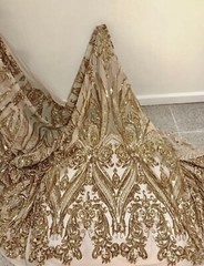 Gold 4way Stretch Sequins Fabric 50” Width Sold By The Yard