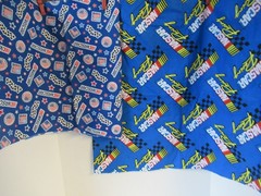 NASCAR RACING 2 PCS. BLUE CHECKERED FLAG LOGO Cotton Fabric 21″X44″ 16″X44″
