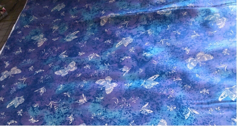 Rainbow Quilting Butterfly Fabric FAT4033-LB Blue/Lilac Fabric~ per 1/2 yard