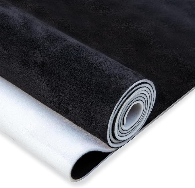 Black Auto Roof Fabric Suede Foam Backing 98×60 in Tube