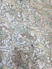 Asian Pattern Jacquard Brocade Fabric By The Yard Sage Beige For Dress Upholster