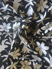 BOLD Ivory on Black Floral Stretch Sateen Cotton FABRIC 2 yds 6″ x 60″