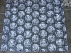 Toile Medallion Fabric 45×39 Black Gray Green French Country Lightweight Cotton