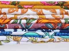 Indian Hand Block Print Scrap, Floral Cotton Fabric,Scraps Bundle Fat Quarter