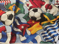 Cranston Printworks Country Flags & Soccer/Footballs Tossed 1- 1/4 Yds 45″ Wide