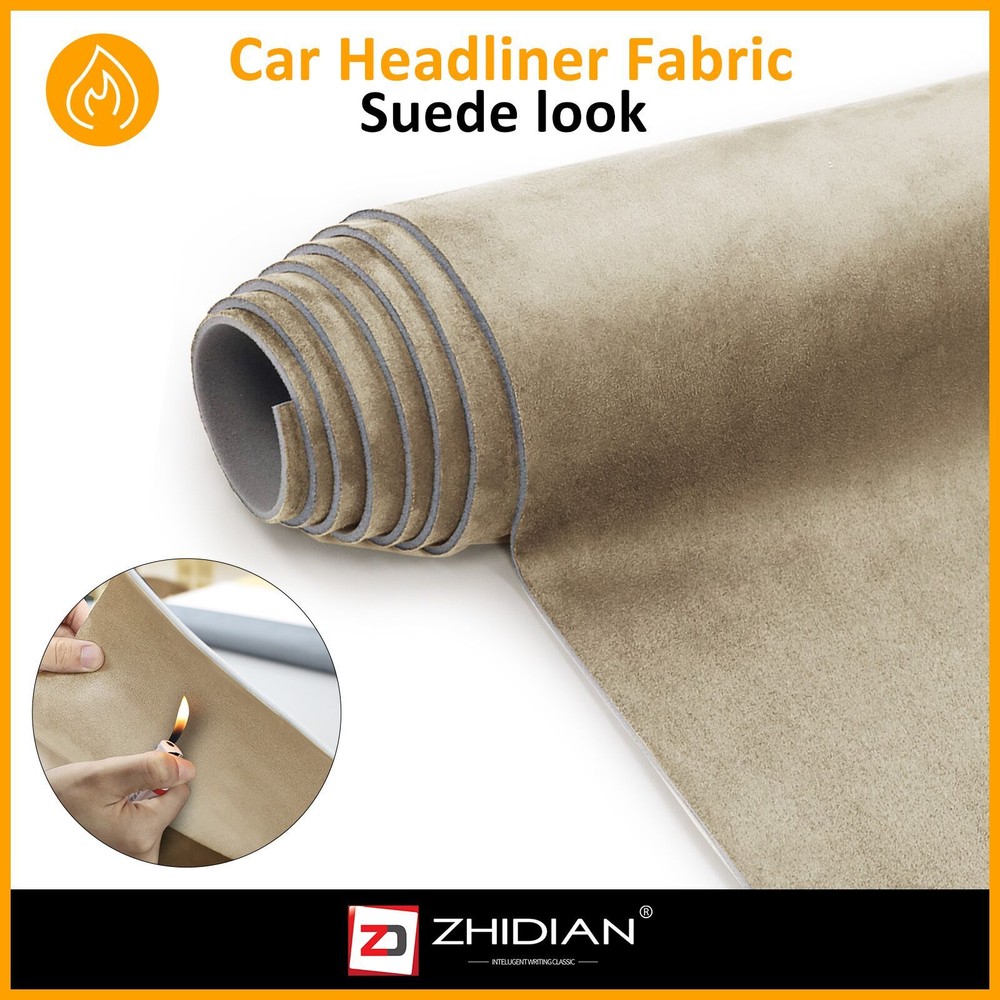 3MM Beige Suede Headliner Fabric 120″x60″ Foam Backed For Car Inner Roof Repair