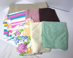 Lot of 7 Assorted Fabric Pieces, Assorted Colors Cotton/Polyester/Jersey