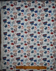 baseball cotton fabric sports ball hat bats BTY MVP white blue red star varsity