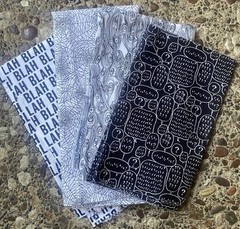 Lot Of 4 Black & White Fabrics Plus 5 FQ – 3 1/2 Yards-Skull Spider Webs