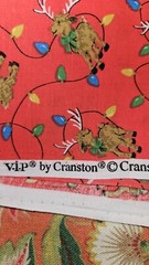 Cranston VIP Scattered Reindeer Christmas Print Cotton Fabric Red 2YDS X 45″