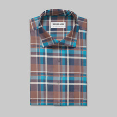 Premium Brown Checkered Shirt 100% Cotton Men’s Casual Formal Wear 145cm Fabric