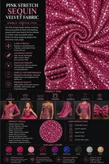Pink Sequin Stretch Velvet Fabric Sparkly Spandex Costumes Dancewear
