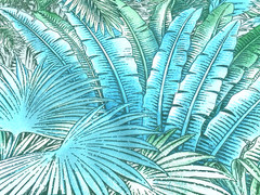 Tommy Bahama Leaf Tropical Print Fabric Green Blue Tan Palm Leaves 3.25 Yard Lot